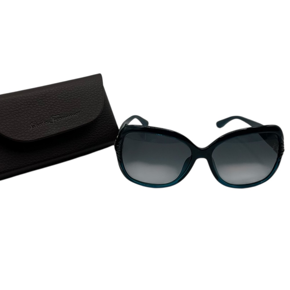 Salvatore Ferragamo Oversized Blue Butterfly Sunglasses w/ Case